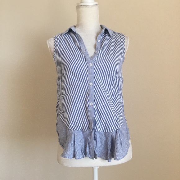 Blue & white striped sleeveless top - Picture 1 of 6